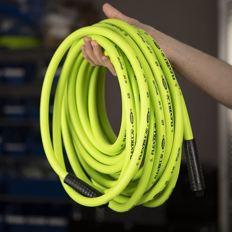 Flexzilla Air Hose, 1/2 in. x 50 ft., 1/2 in. MNPT Fittings, Heavy Duty, Lightweight, Hybrid, ZillaGreen - HFZ1250YW4 - Image 4